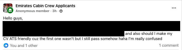 Applicant message
